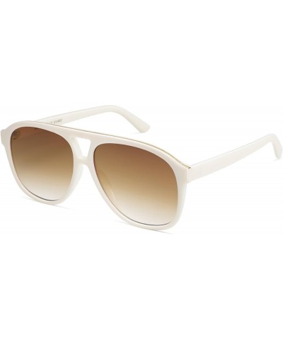 Retro Trendy Aviator Sunglasses for Women Men Classic Vintage UV400 Aviators SJ2315 White/Gradient Brown $10.08 Square