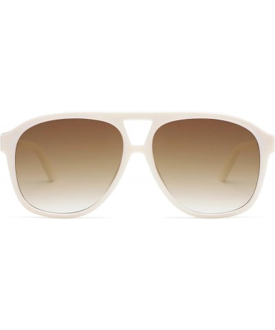 Retro Trendy Aviator Sunglasses for Women Men Classic Vintage UV400 Aviators SJ2315 White/Gradient Brown $10.08 Square