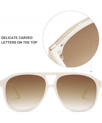 Retro Trendy Aviator Sunglasses for Women Men Classic Vintage UV400 Aviators SJ2315 White/Gradient Brown $10.08 Square