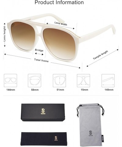 Retro Trendy Aviator Sunglasses for Women Men Classic Vintage UV400 Aviators SJ2315 White/Gradient Brown $10.08 Square