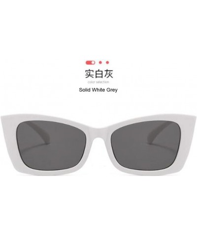 Small Square Sunglasses with Thick Legs Hollow Cat Eyes Sunglasses for Men and Women (Black Frame Grey Flakes) Solid White Gr...