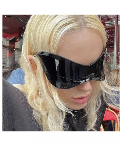 Y2k Accessories Cyberpunk Sunglasses Womens Sunglasses Trendy Y2K Glasses Oversized Sunglasses Womens Wrap Around Coffee $9.9...