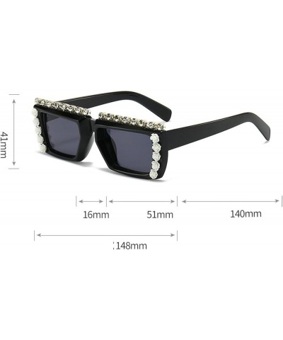 Cute Fashion Square black Diamond Rhinestone Sunglasses for Women Men Party Rhinestone Bling Sun Glasses 2pcs-black&blue $9.2...