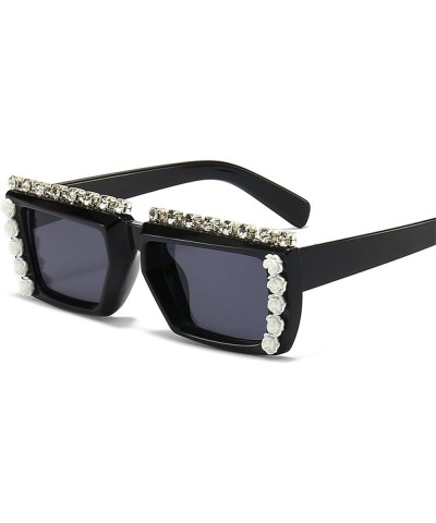 Cute Fashion Square black Diamond Rhinestone Sunglasses for Women Men Party Rhinestone Bling Sun Glasses 2pcs-black&blue $9.2...