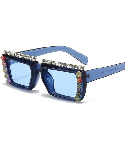 Cute Fashion Square black Diamond Rhinestone Sunglasses for Women Men Party Rhinestone Bling Sun Glasses 2pcs-black&blue $9.2...