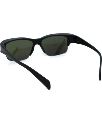 Polarized Reflective Color Mirror Half Rim Mens Fit Over Eyeglasses Sunglasses Matte Black Teal Mirror $10.37 Rectangular