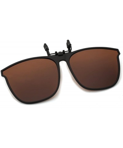 Retro Clip on Square Sunglasses, Polarized Flip up Over Prescription Glasses Men Women 2 Polarized Brown $10.02 Square