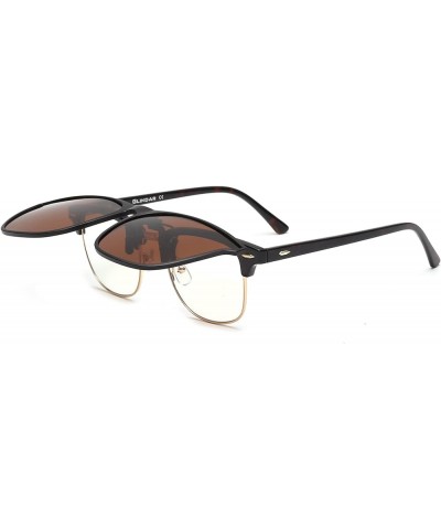 Retro Clip on Square Sunglasses, Polarized Flip up Over Prescription Glasses Men Women 2 Polarized Brown $10.02 Square