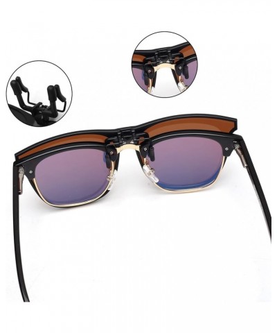 Retro Clip on Square Sunglasses, Polarized Flip up Over Prescription Glasses Men Women 2 Polarized Brown $10.02 Square