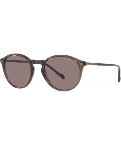 Man Sunglasses Grey Transparent Frame, Purple Brown Lenses, 51MM Grey Transparent $20.34 Round