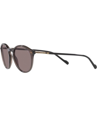 Man Sunglasses Grey Transparent Frame, Purple Brown Lenses, 51MM Grey Transparent $20.34 Round