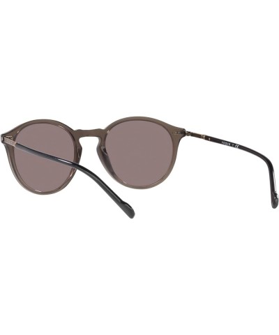 Man Sunglasses Grey Transparent Frame, Purple Brown Lenses, 51MM Grey Transparent $20.34 Round