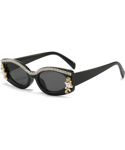 Fashion Retro Polygon Cat Eye Rhinestone Sunglasses Women Diamond tassel Shades Men bling Sun Glasses Black White $10.90 Desi...