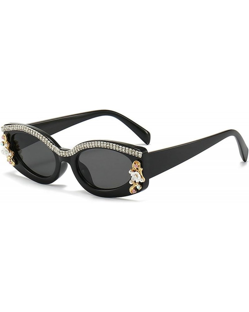 Fashion Retro Polygon Cat Eye Rhinestone Sunglasses Women Diamond tassel Shades Men bling Sun Glasses Black White $10.90 Desi...