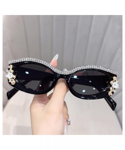 Fashion Retro Polygon Cat Eye Rhinestone Sunglasses Women Diamond tassel Shades Men bling Sun Glasses Black White $10.90 Desi...