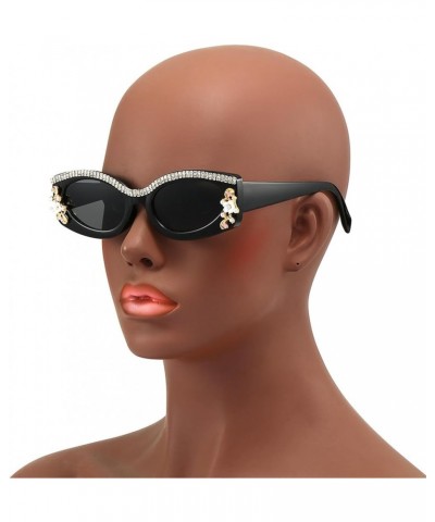 Fashion Retro Polygon Cat Eye Rhinestone Sunglasses Women Diamond tassel Shades Men bling Sun Glasses Black White $10.90 Desi...