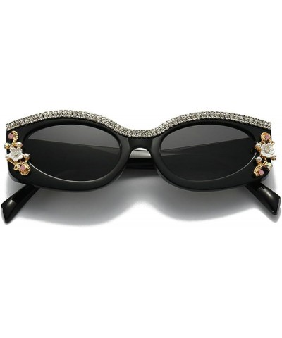 Fashion Retro Polygon Cat Eye Rhinestone Sunglasses Women Diamond tassel Shades Men bling Sun Glasses Black White $10.90 Desi...