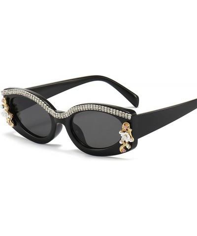 Fashion Retro Polygon Cat Eye Rhinestone Sunglasses Women Diamond tassel Shades Men bling Sun Glasses Black White $10.90 Desi...