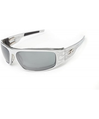 Big Daddy Bagger Mirror Lens Sunglasses with Flames Frame Mirror Silver $62.38 Designer