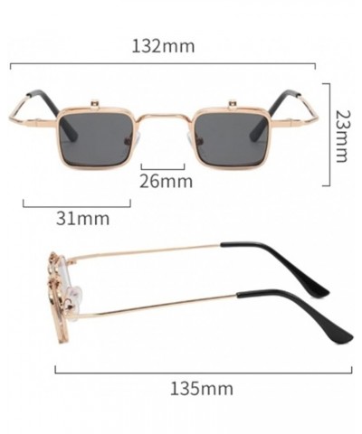 Small Frame Square Flip Personality Sunglasses Men and Women Hip-hop Prom Party Decorative Sunglasses (Color : G, Size : 1) 1...