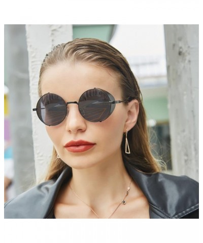 Retro Punk Side Wrap Round Frame Men and Women Sunglasses Holiday Beach Decorative Sunglasses (Color : C, Size : 1) 1 F $14.6...