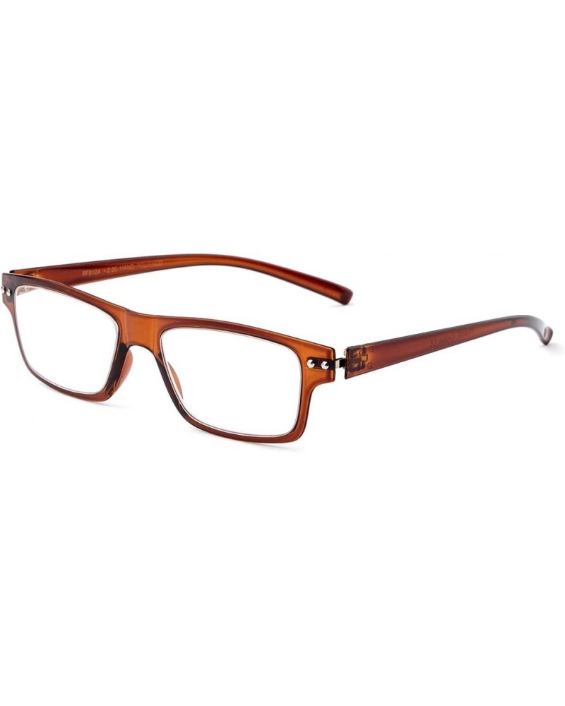 Ultra Light Weight Spring Temple Fashion Clear Lens Glasses Brown $7.64 Square