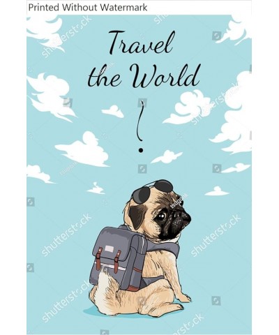 Wall Art Poster Print of Pug with Backpack and Sunglasses Illustration 9" x 12 $28.94 Designer