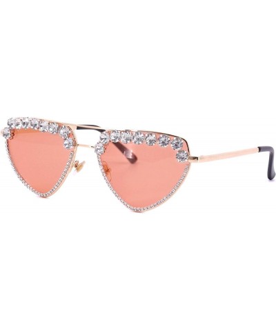 Sparkling Crystal Round Sunglasses UV Protection Punk Rivet Rhinestone Glasses Eyewear Rhinestone Clear $11.18 Round