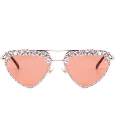 Sparkling Crystal Round Sunglasses UV Protection Punk Rivet Rhinestone Glasses Eyewear Rhinestone Clear $11.18 Round