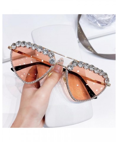 Sparkling Crystal Round Sunglasses UV Protection Punk Rivet Rhinestone Glasses Eyewear Rhinestone Clear $11.18 Round