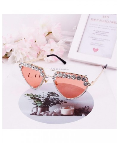 Sparkling Crystal Round Sunglasses UV Protection Punk Rivet Rhinestone Glasses Eyewear Rhinestone Clear $11.18 Round