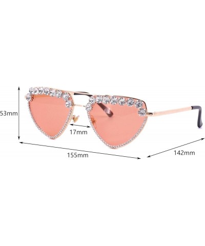 Sparkling Crystal Round Sunglasses UV Protection Punk Rivet Rhinestone Glasses Eyewear Rhinestone Clear $11.18 Round