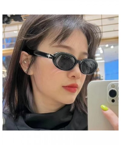 Oval Men And Women Outdoor Sunglasses Vacation Fashion Decorative Commuter Trend UV400 Sunglasses Gift D $18.31 Designer